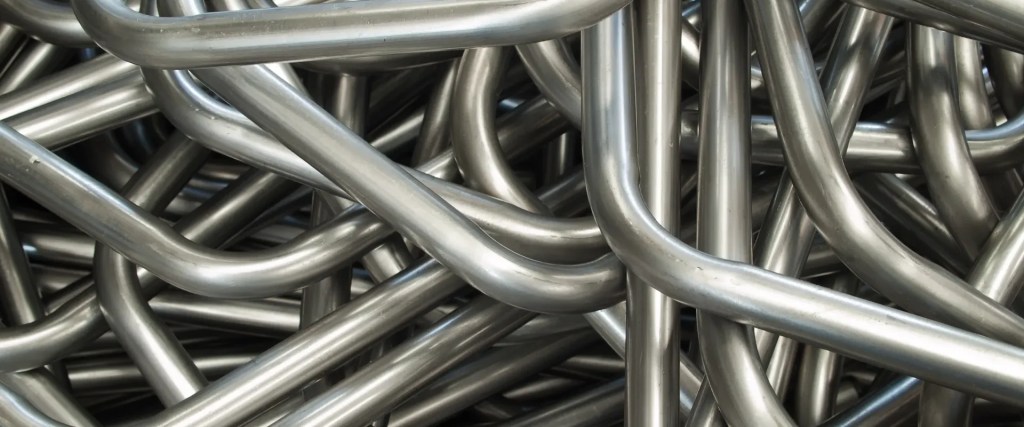 Pile of Bent Stainless Steel Tubing